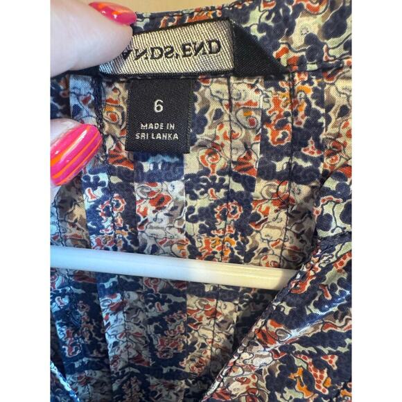 Lands' End Blue White Multicolor Button Up Cotton Women's Blouse Shirt Sz 6 - Picture 8 of 12